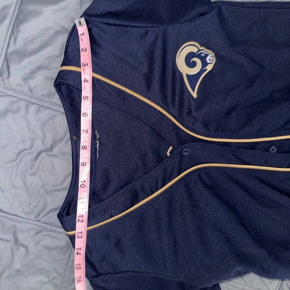 Blue Gold Rams Button Up Jersey Womens Medium Short Sleeve - Picture 5 of 8